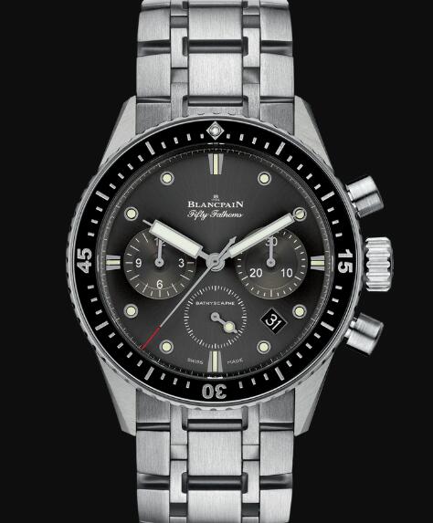 Review Blancpain Fifty Fathoms Watch Review Bathyscaphe Chronographe Flyback Replica Watch 5200 1110 70B - Click Image to Close